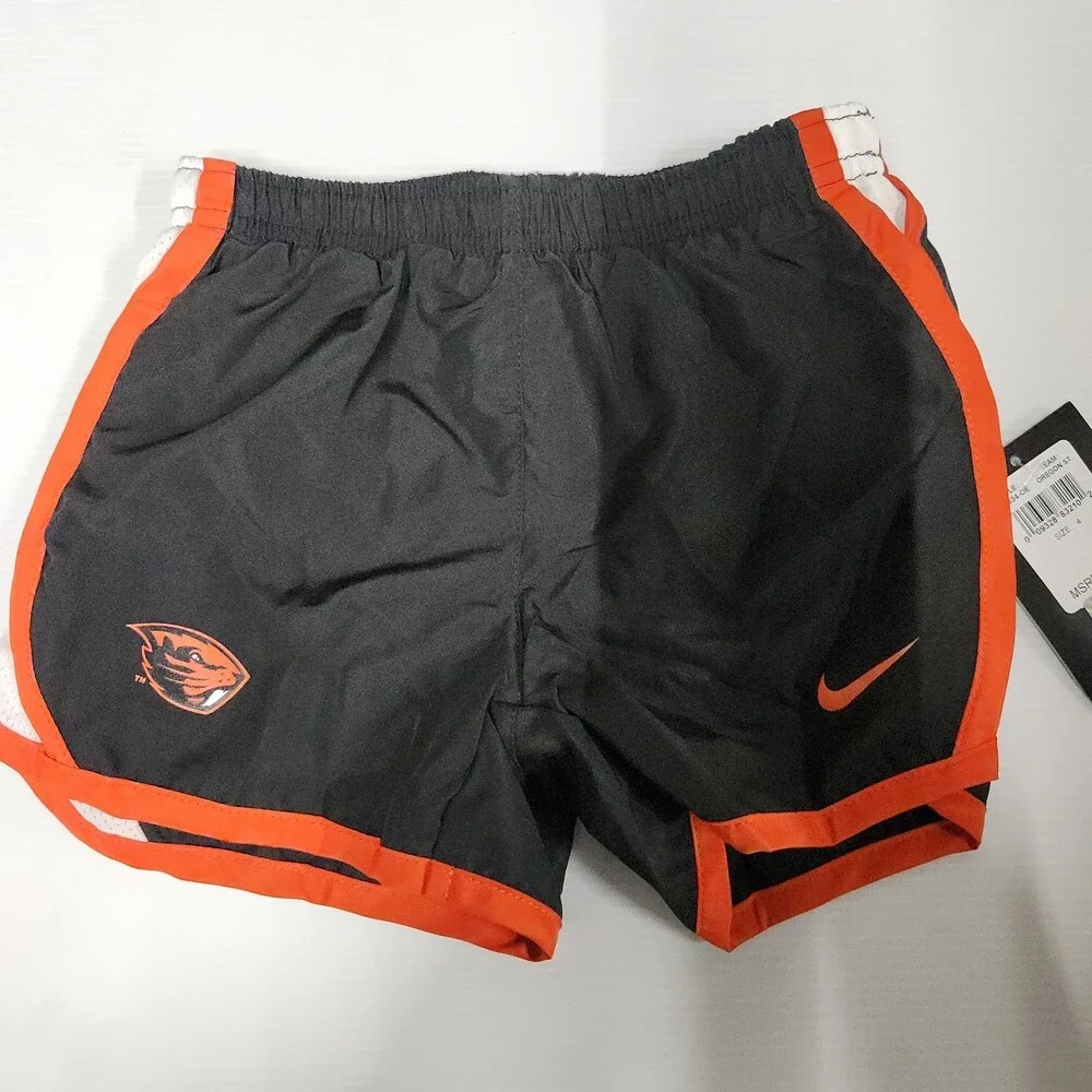 Nike Dri-Fit Oregon State Beavers Kids Running Shorts Size 4 Polyester Black 140
